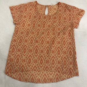 3/$25 Paper Kite Orange Batik Short-Sleeved‎ Blouse